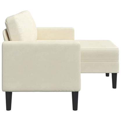 Divano 2 Posti con Chaise longue a L Crema 125 cm Velluto - homemem39