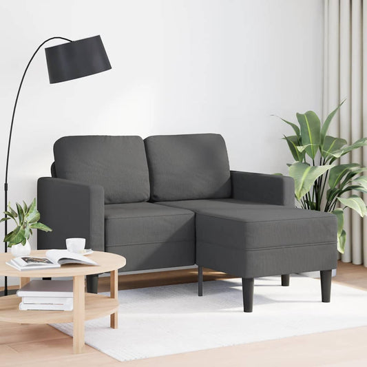 Divano a 2 posti con chaise longue a L grigio scuro 125 cm in lino | homemem39