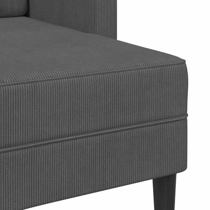 Divano 2 Posti con Chaise longue a L Grigio Scuro 125cm in Lino