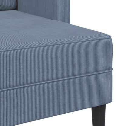Divano 2 Posti con Chaise longue a L Blu 125 cm in Lino - homemem39