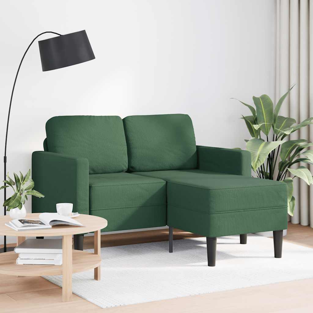 Divano 2 Posti con Chaise longue a L Verde Giungla 125 cm Lino