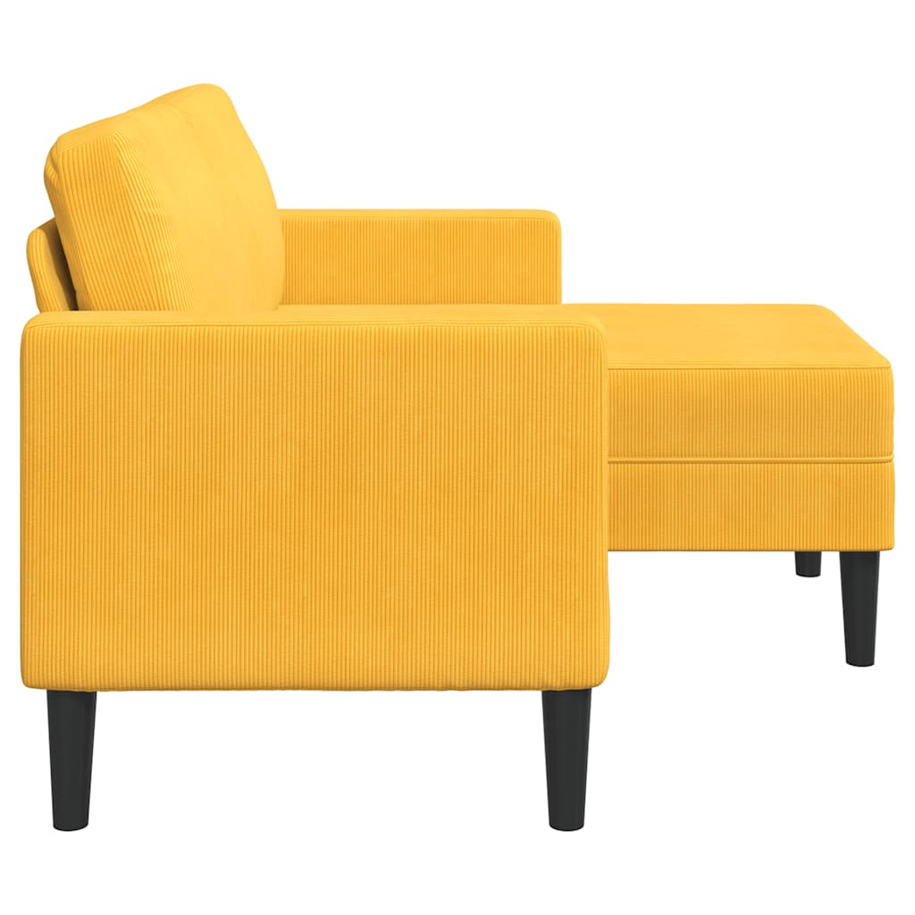 Divano 2 Posti con Chaise longue a L Giallo Chiaro 125 cm Lino