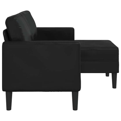 Divano 2 Posti con Chaise longue a L Nero 125 cm in Similpelle