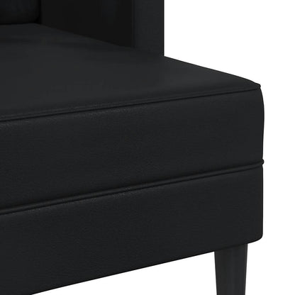 Divano 2 Posti con Chaise longue a L Nero 125 cm in Similpelle