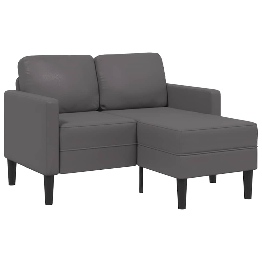 Divano 2 Posti con Chaise longue a L Grigio 125cm in Similpelle | homemem39