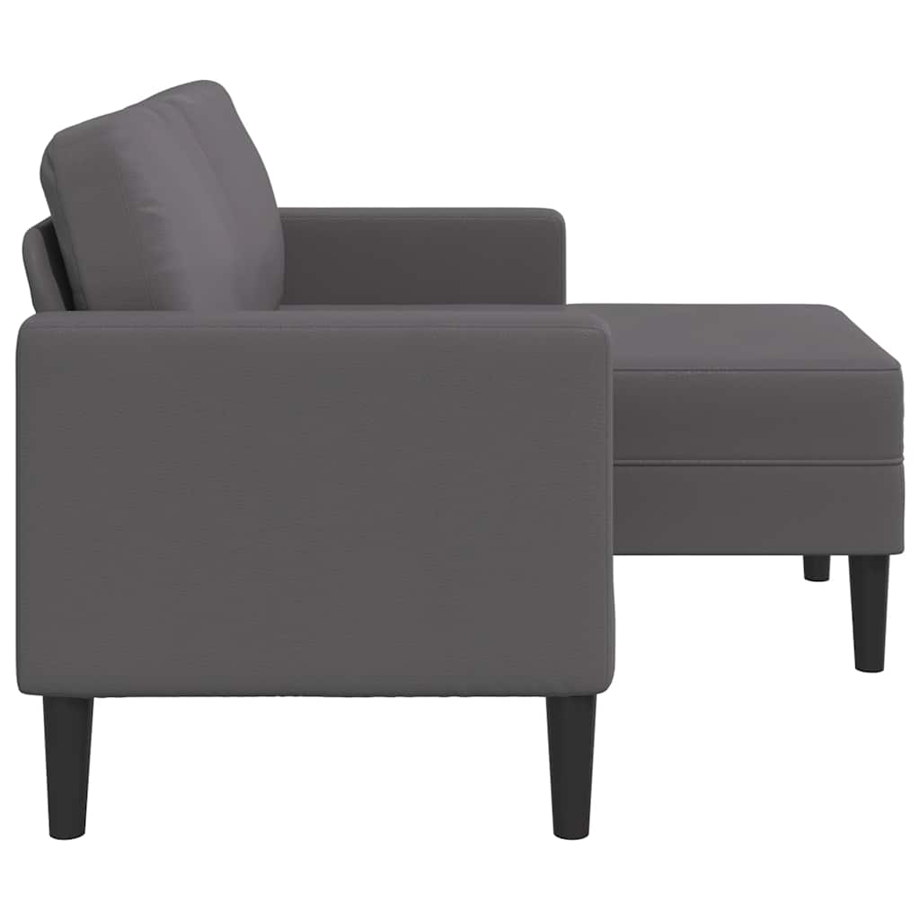 Divano 2 Posti con Chaise longue a L Grigio 125cm in Similpelle | homemem39