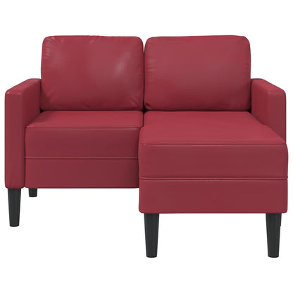 Divano 2 Posti con Chaise a L Rosso Vino 125 cm in Similpelle