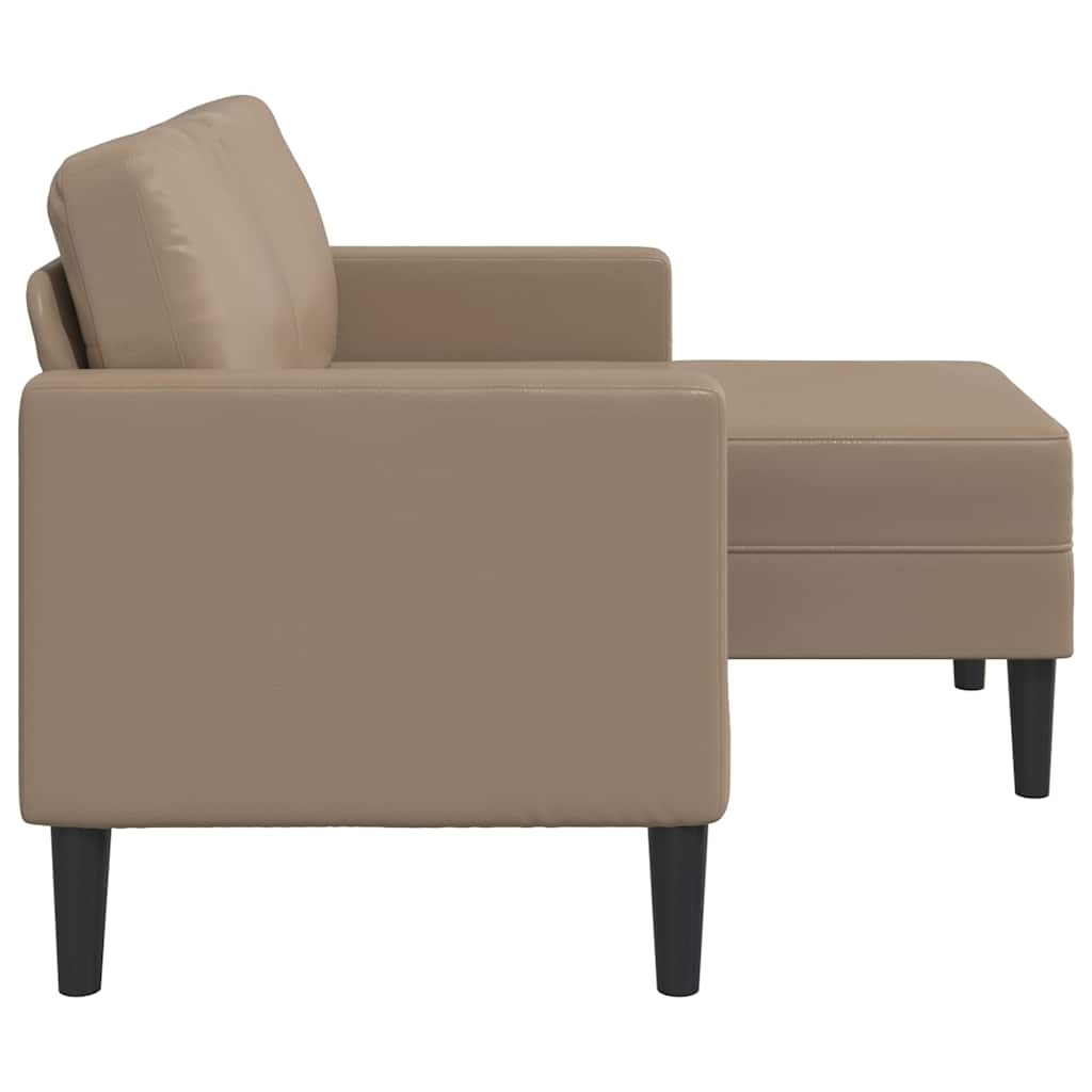 Divano 2 Posti con Chaise a L Cappuccino 125 cm in Similpelle