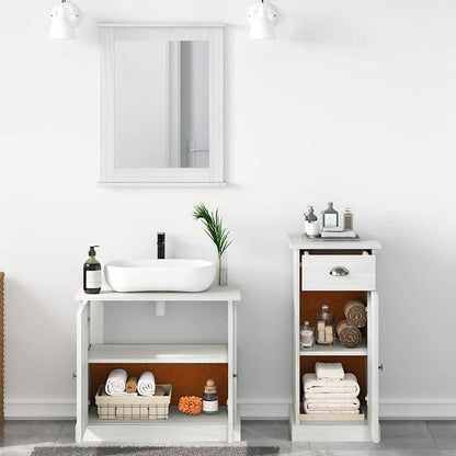 Set di mobili per il bagno 3 pcs Bianco Antico Pino massello | homemem39