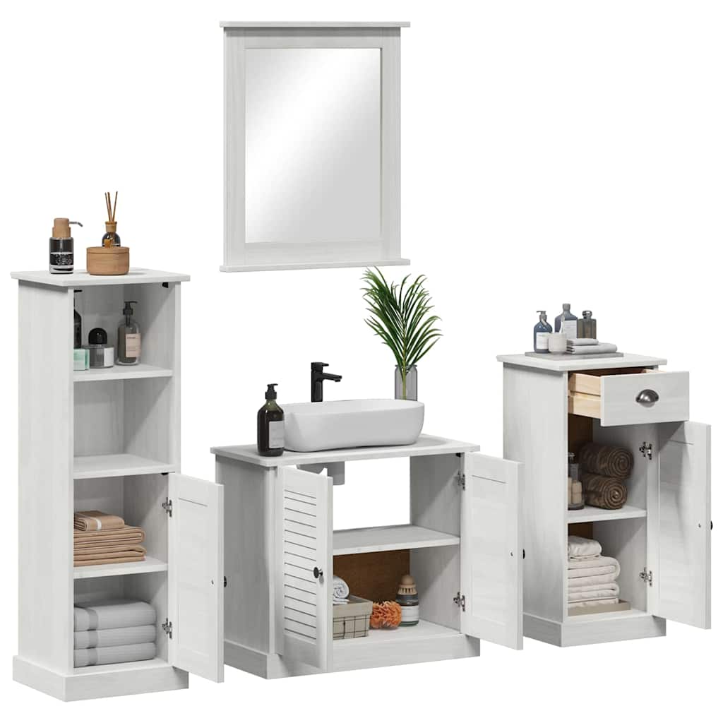 Set di mobili per il bagno 4 pcs Bianco Antico Pino massello | homemem39