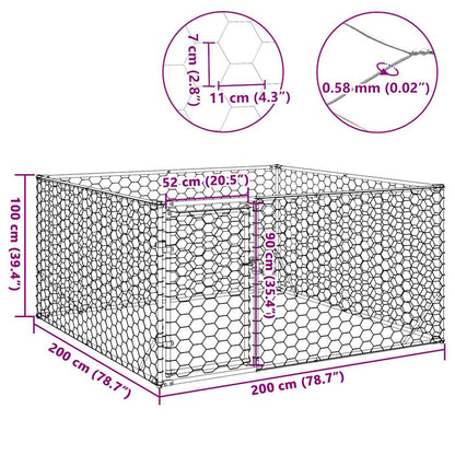 Cuccia per Cani da Esterno con Porta 2x2x1 m Acciaio Zincato