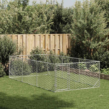 Cuccia per Cani da Esterno con Porta 2x4x1 m Acciaio Zincato