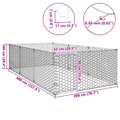 Cuccia per Cani da Esterno con Porta 2x4x1 m Acciaio Zincato