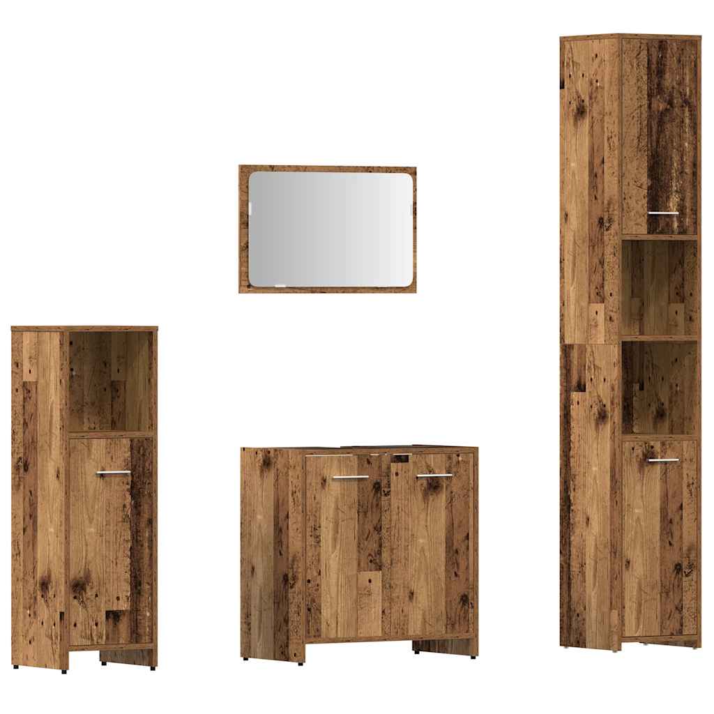Set Mobili da Bagno 4 pz Legno Antico in Legno Multistrato | homemem39