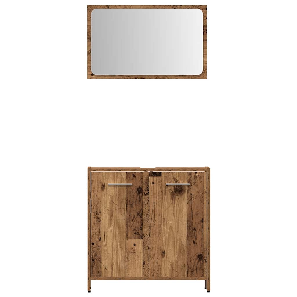Set Mobili da Bagno 4 pz Legno Antico in Legno Multistrato | homemem39