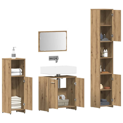 Set Mobili da Bagno 4 pz Rovere Artigianale Legno Multistrato | homemem39