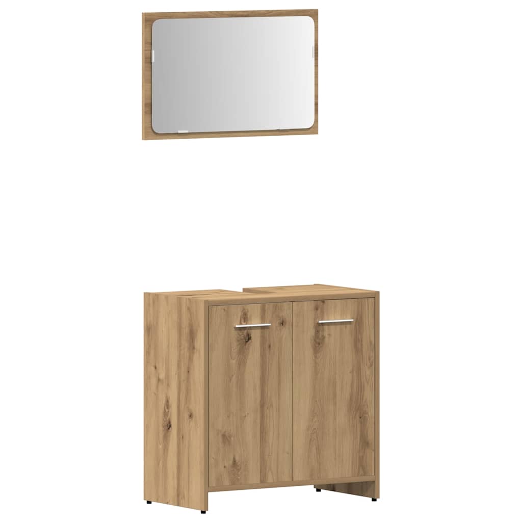 Set Mobili da Bagno 4 pz Rovere Artigianale Legno Multistrato | homemem39