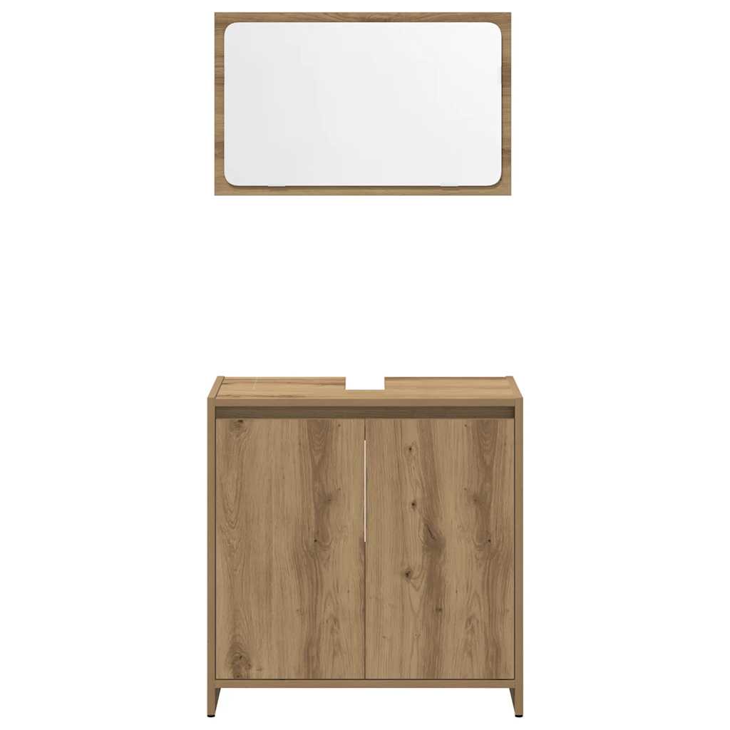 Set Mobili da Bagno 4 pz Rovere Artigianale Legno Multistrato | homemem39