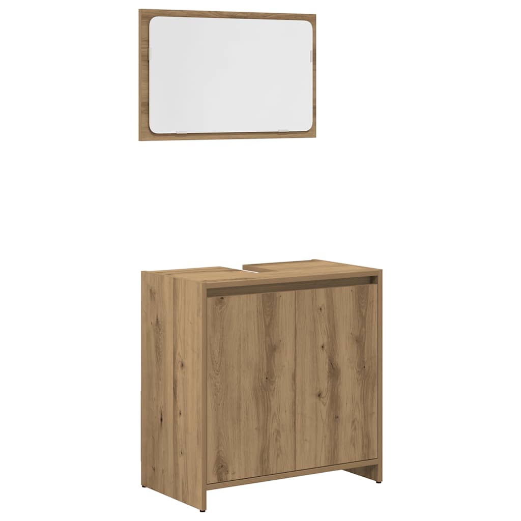 Set Mobili da Bagno 4 pz Rovere Artigianale Legno Multistrato | homemem39