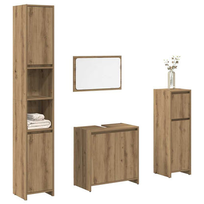 Set Mobili da Bagno 4 pz Rovere Artigianale Legno Multistrato | homemem39