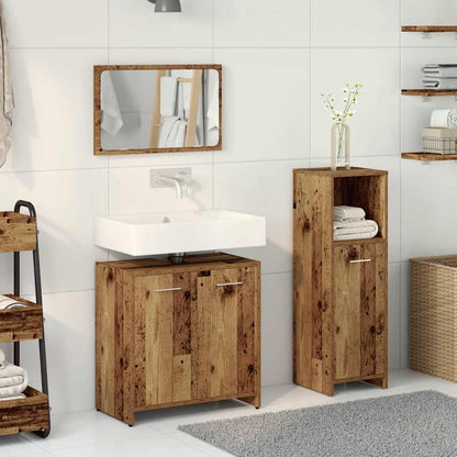 Set Mobili da Bagno 3 pz Legno Antico in Legno Multistrato | homemem39