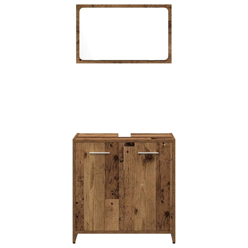 Set Mobili da Bagno 3 pz Legno Antico in Legno Multistrato | homemem39