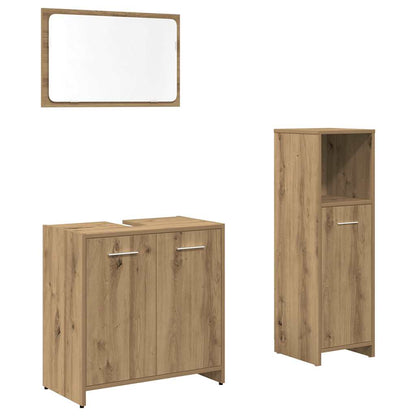 Set Mobili da Bagno 3 pz Rovere Artigianale Legno Multistrato | homemem39