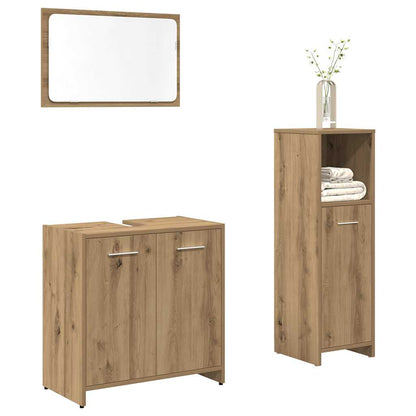 Set Mobili da Bagno 3 pz Rovere Artigianale Legno Multistrato | homemem39