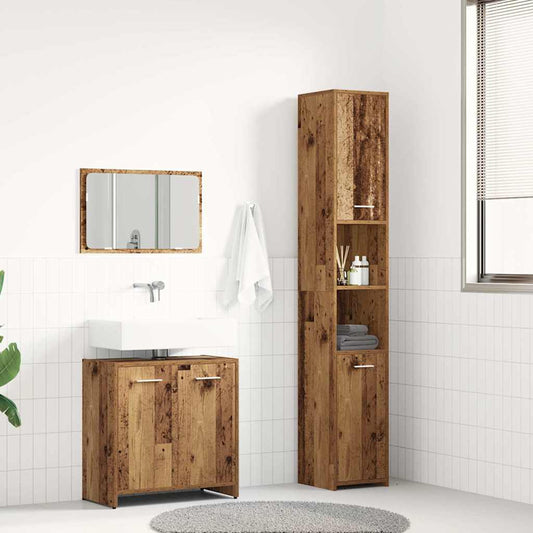 Set Mobili da Bagno 3 pz Legno Antico in Legno Multistrato | homemem39