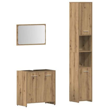 Set Mobili da Bagno 3 pz Rovere Artigianale Legno Multistrato