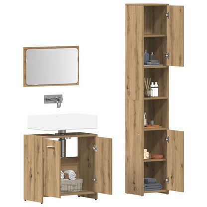 Set Mobili da Bagno 3 pz Rovere Artigianale Legno Multistrato | homemem39