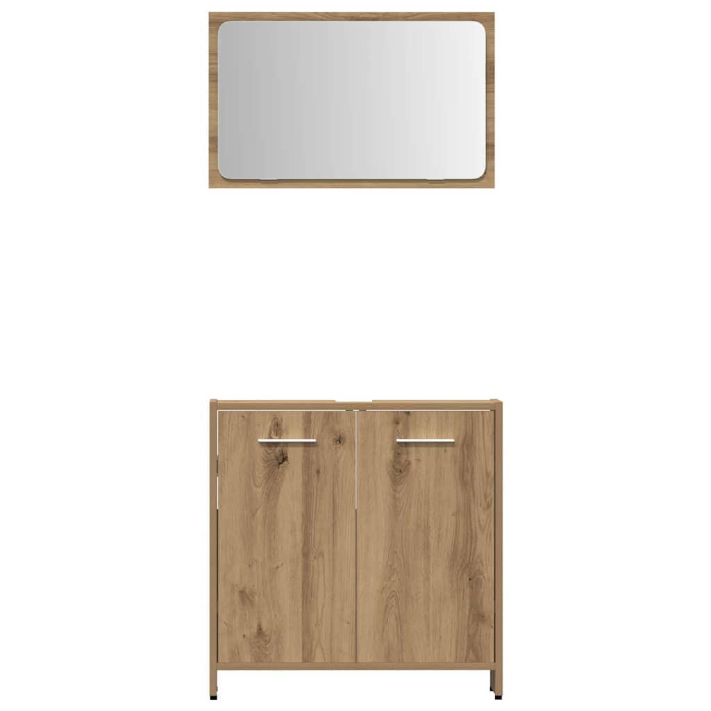 Set Mobili da Bagno 3 pz Rovere Artigianale Legno Multistrato | homemem39