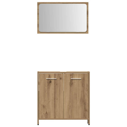 Set Mobili da Bagno 3 pz Rovere Artigianale Legno Multistrato