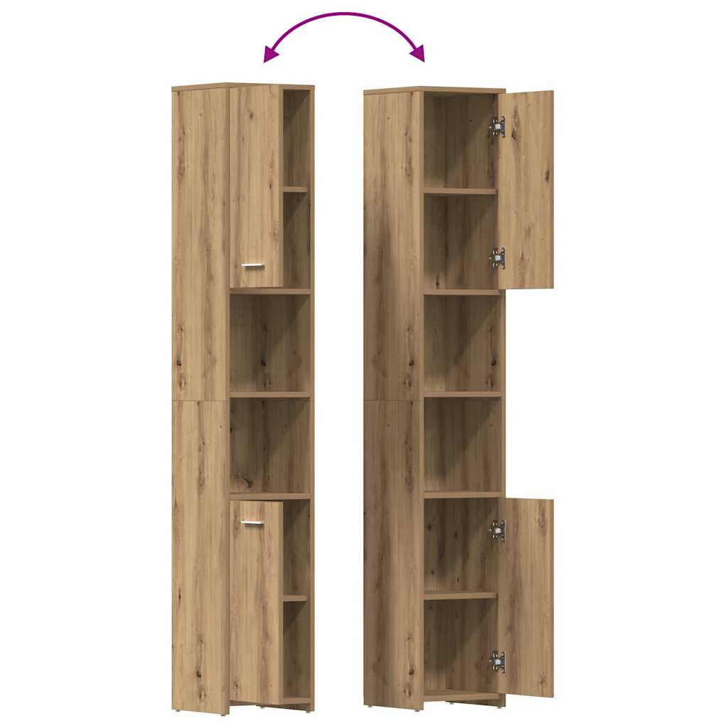 Set Mobili da Bagno 3 pz Rovere Artigianale Legno Multistrato | homemem39