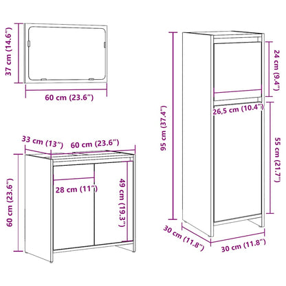 Set Mobili da Bagno 3 pz Legno Antico in Legno Multistrato | homemem39