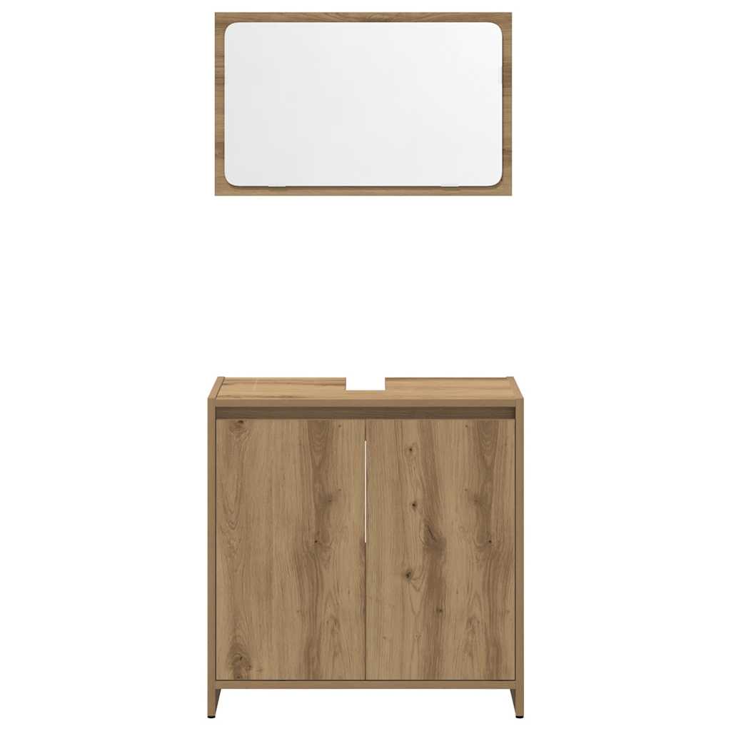 Set Mobili da Bagno 3 pz Rovere Artigianale Legno Multistrato | homemem39