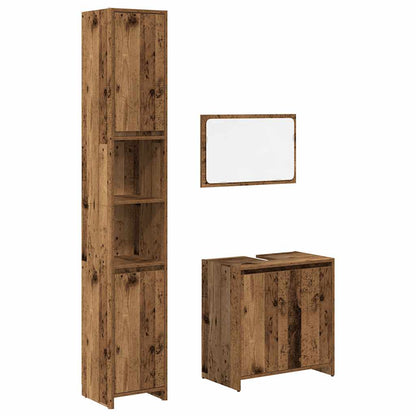 Set Mobili da Bagno 3 pz Legno Antico in Legno Multistrato | homemem39