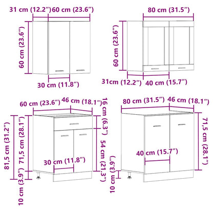 Set di Mobili da Cucina 4 pz Lyon Rovere Artigianale Truciolato | homemem39