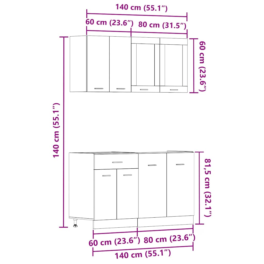 Set di Mobili da Cucina 4 pz Rovere Artigianale Truciolato - homemem39