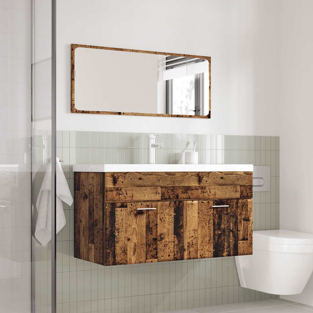 Set Mobili da Bagno 3 pz Legno Antico in Legno Multistrato