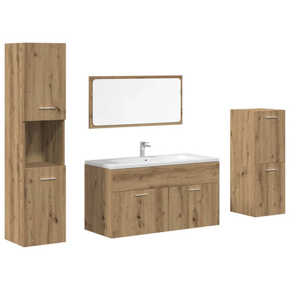 Set Mobili da Bagno 4 pz Rovere Artigianale Legno Multistrato