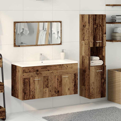 Set Mobili da Bagno 3 pz Legno Antico in Legno Multistrato