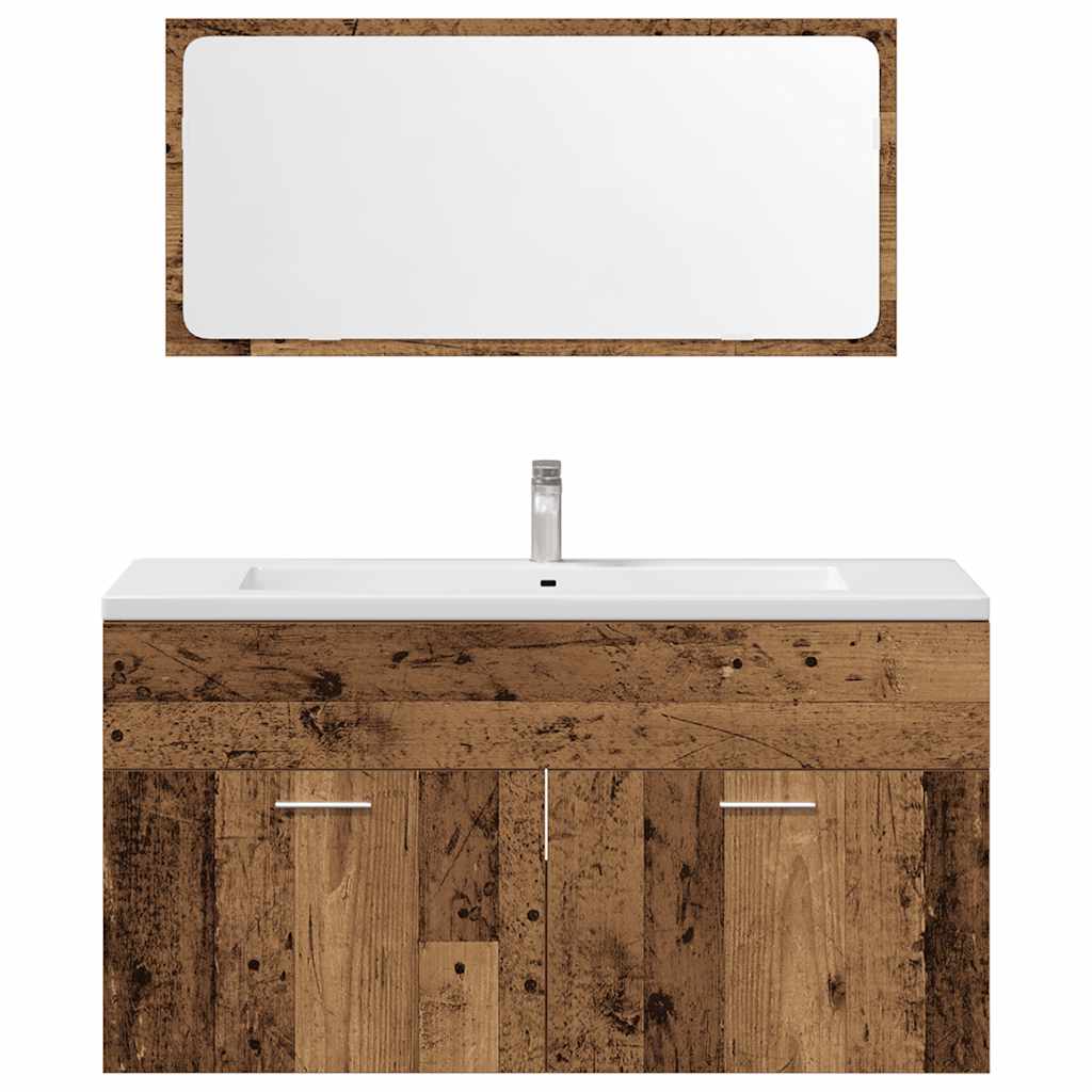 Set Mobili da Bagno 3 pz Legno Antico in Legno Multistrato