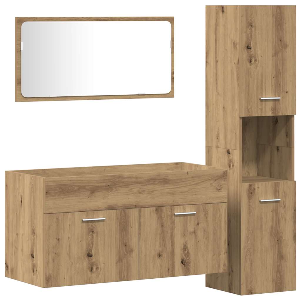 Set Mobili da Bagno 3 pz legno multistrato