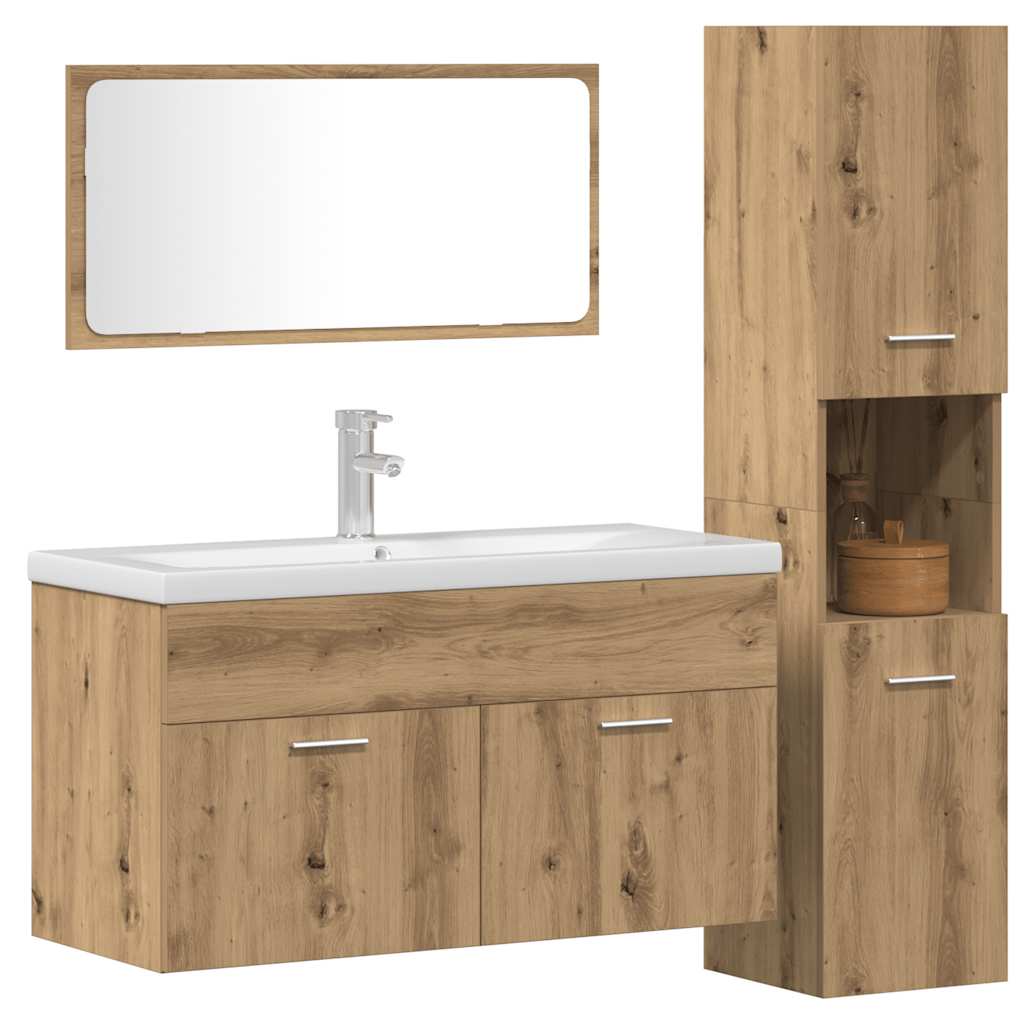 Set Mobili da Bagno 3 pz legno multistrato