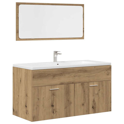 Set Mobili da Bagno 3 pz Rovere Artigianale Legno Multistrato
