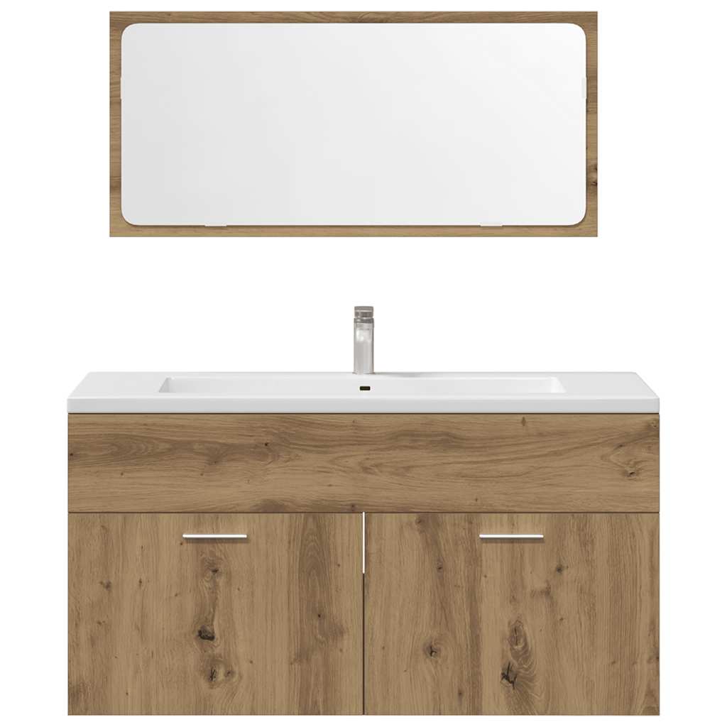 Set Mobili da Bagno 3 pz Rovere Artigianale Legno Multistrato