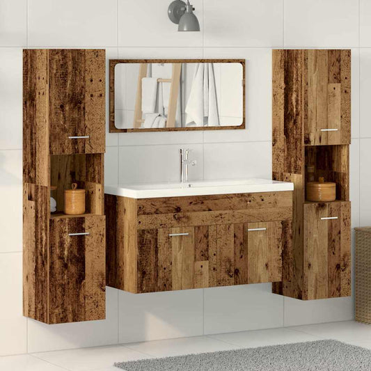Set Mobili da Bagno 4 pz Legno Antico in Legno Multistrato