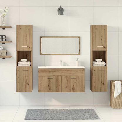 Set Mobili da Bagno 4 pz Rovere Artigianale Legno Multistrato