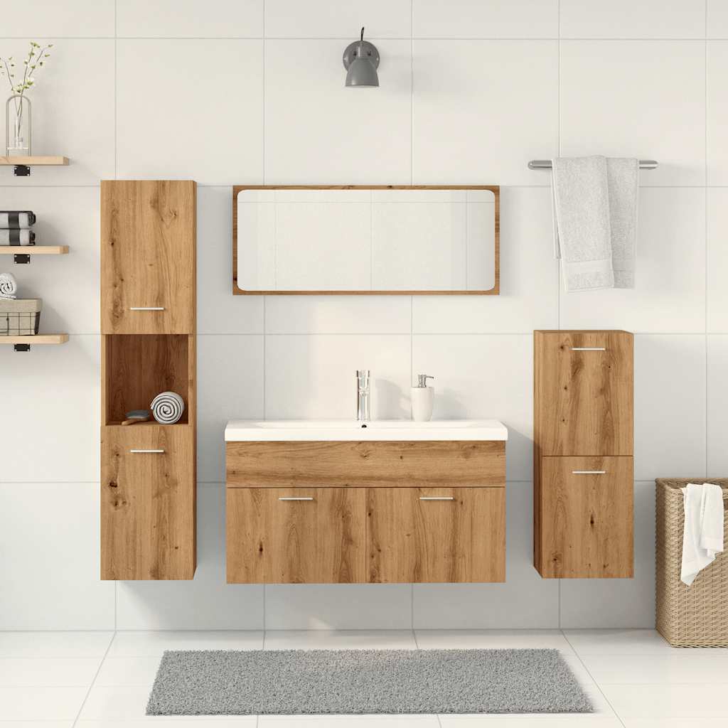 Set Mobili da Bagno 5 pz Rovere Artigianale Legno Multistrato